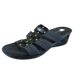 White Mountain Foxtrot Women Slide Sandal Shoes Size 9 Medium‎ Black Synthetic